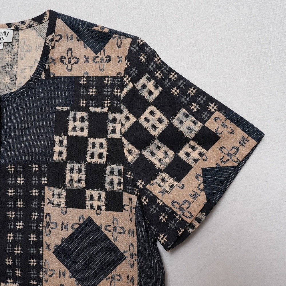 Naturally Yours Hawaii Blouse Small Patchwork Geometric Cotton Top - Picture 4 of 14
